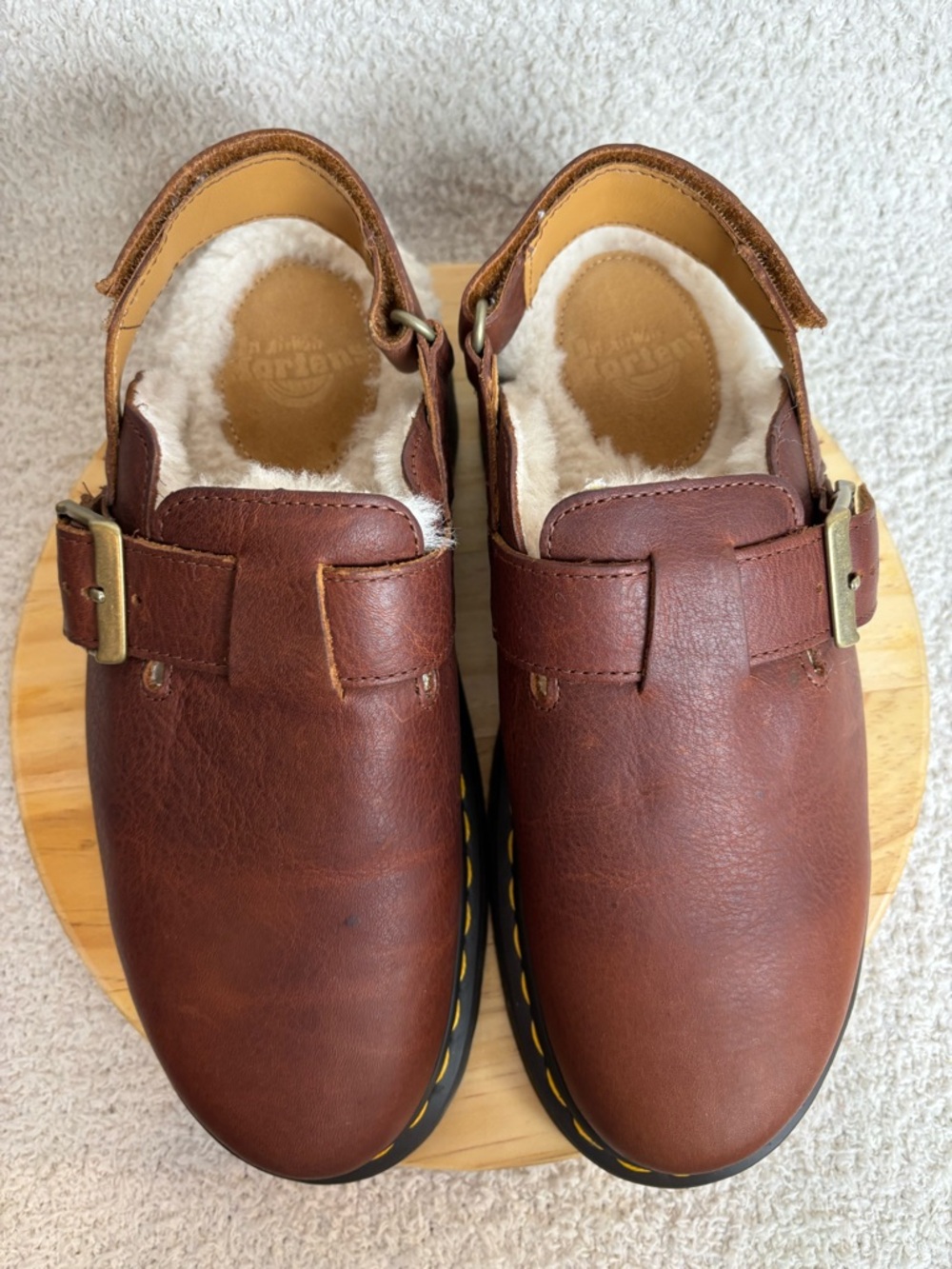 Dr Martens Shoes M8 W9 Brown Jorge II FL Faux Fur Line Leather Slingback Mules - Picture 4 of 14